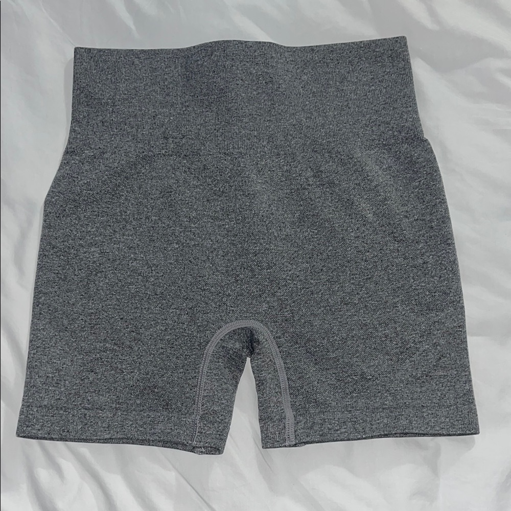 Gray High-Waisted Bike Shorts with Seamless Design